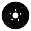 Picture of R1 86-97 Toyota Supra Rear Left Drilled & Slotted Black Brake Rotor