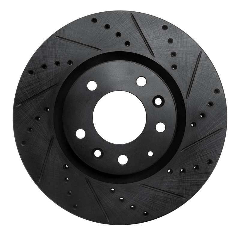 Picture of R1 04-08 Mazda RX-8 Front Right Drilled & Slotted Black Brake Rotor