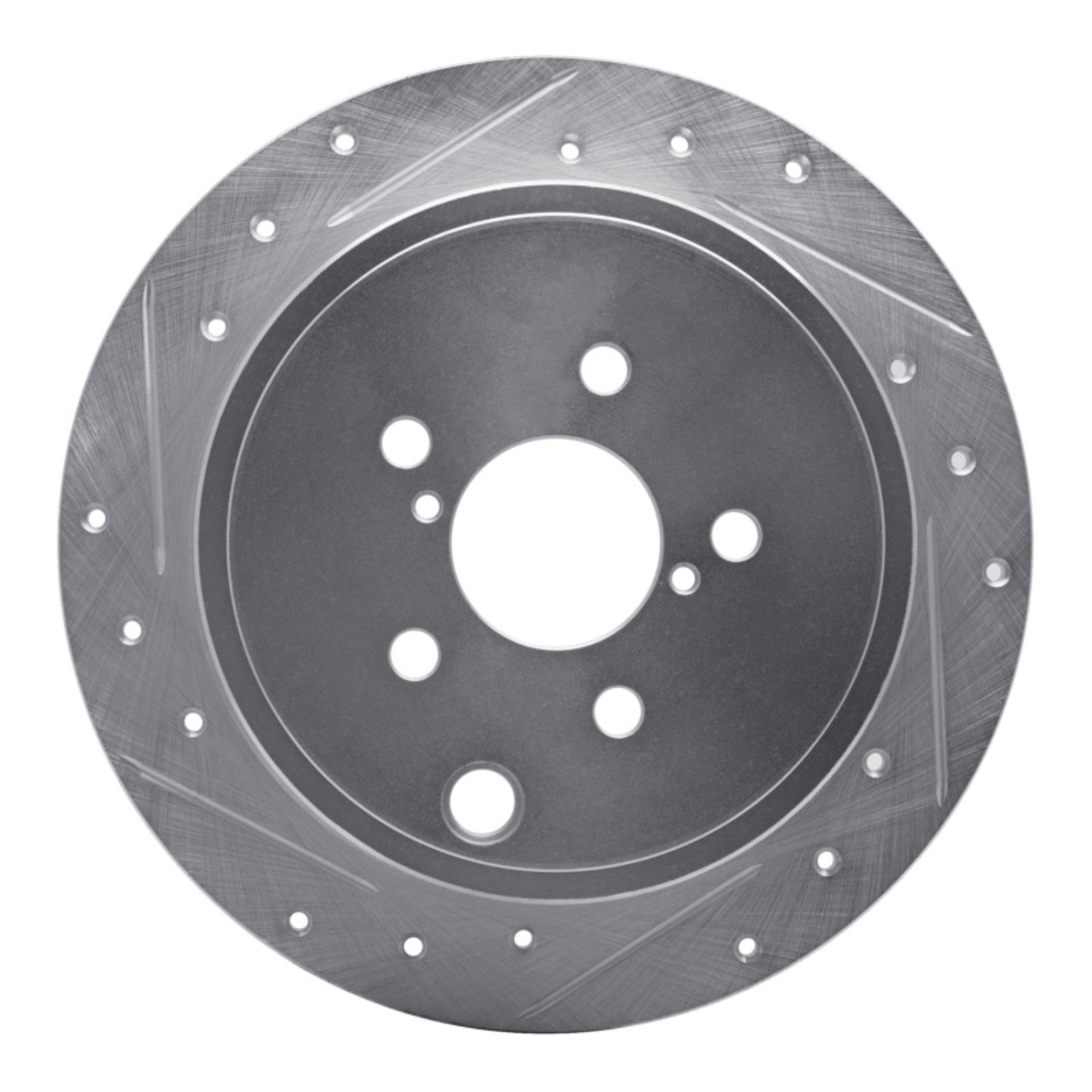 Picture of R1 08-15 Subaru Impreza Rear Left Drilled & Slotted Silver Brake Rotor