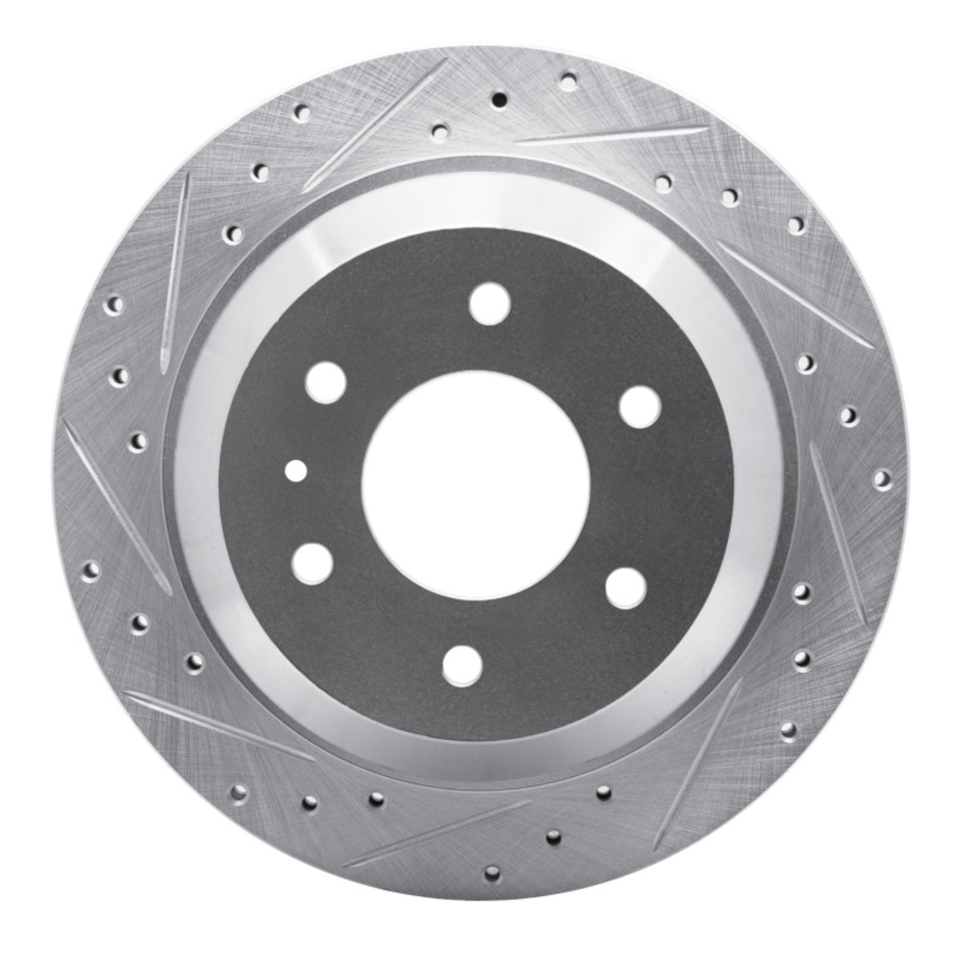 Picture of R1 02-09 Buick Rainier Rear Left Drilled & Slotted Silver Brake Rotor
