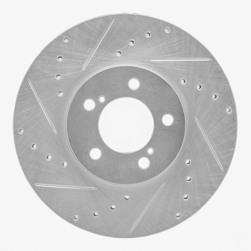Picture of R1 93-07 Ford Thunderbird Front Left Drilled & Slotted Silver Brake Rotor
