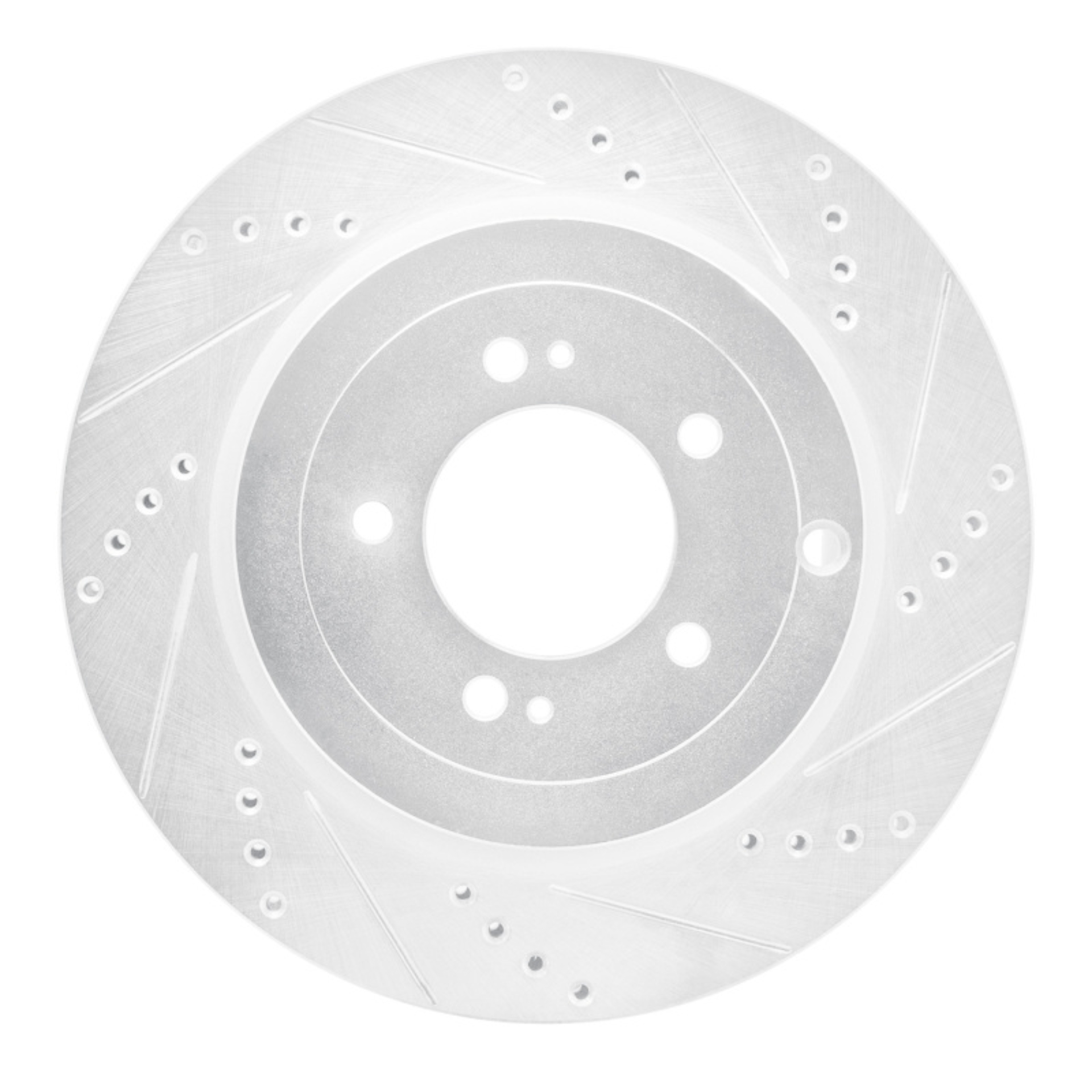 Picture of R1 08-15 Mitsubishi Lancer Rear Right Drilled & Slotted Silver Brake Rotor