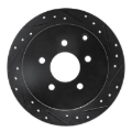 Picture of R1 01-07 Buick Rendezvous Rear Right Drilled & Slotted Black Brake Rotor