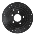Picture of R1 01-07 Buick Rendezvous Rear Right Drilled & Slotted Black Brake Rotor