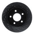 Picture of R1 82-90 Ford Mustang Rear Right Drilled & Slotted Black Brake Rotor