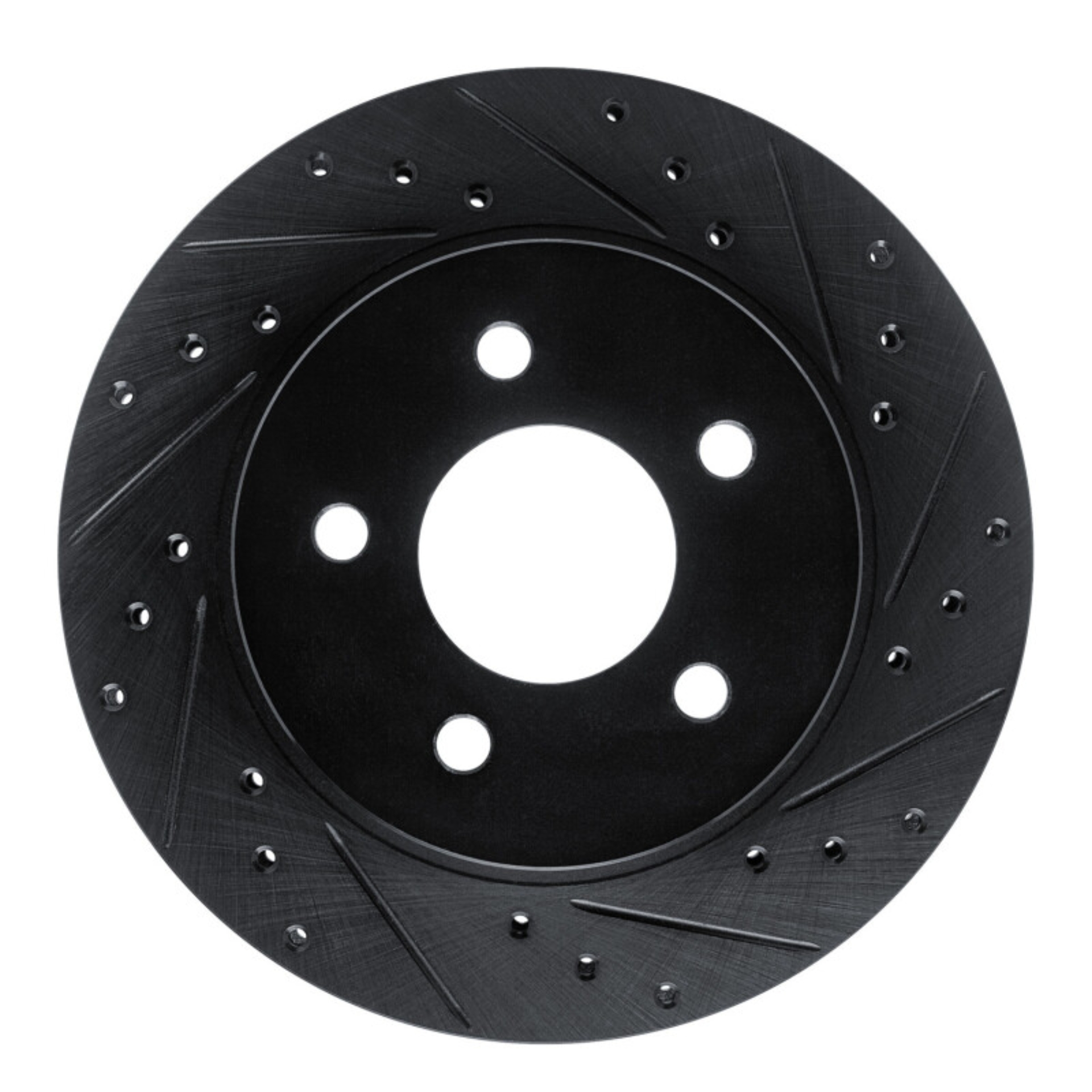 Picture of R1 82-90 Ford Mustang Rear Right Drilled & Slotted Black Brake Rotor