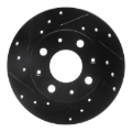 Picture of R1 79-83 Honda Civic Hatchback Front Left Drilled & Slotted Black Brake Rotor