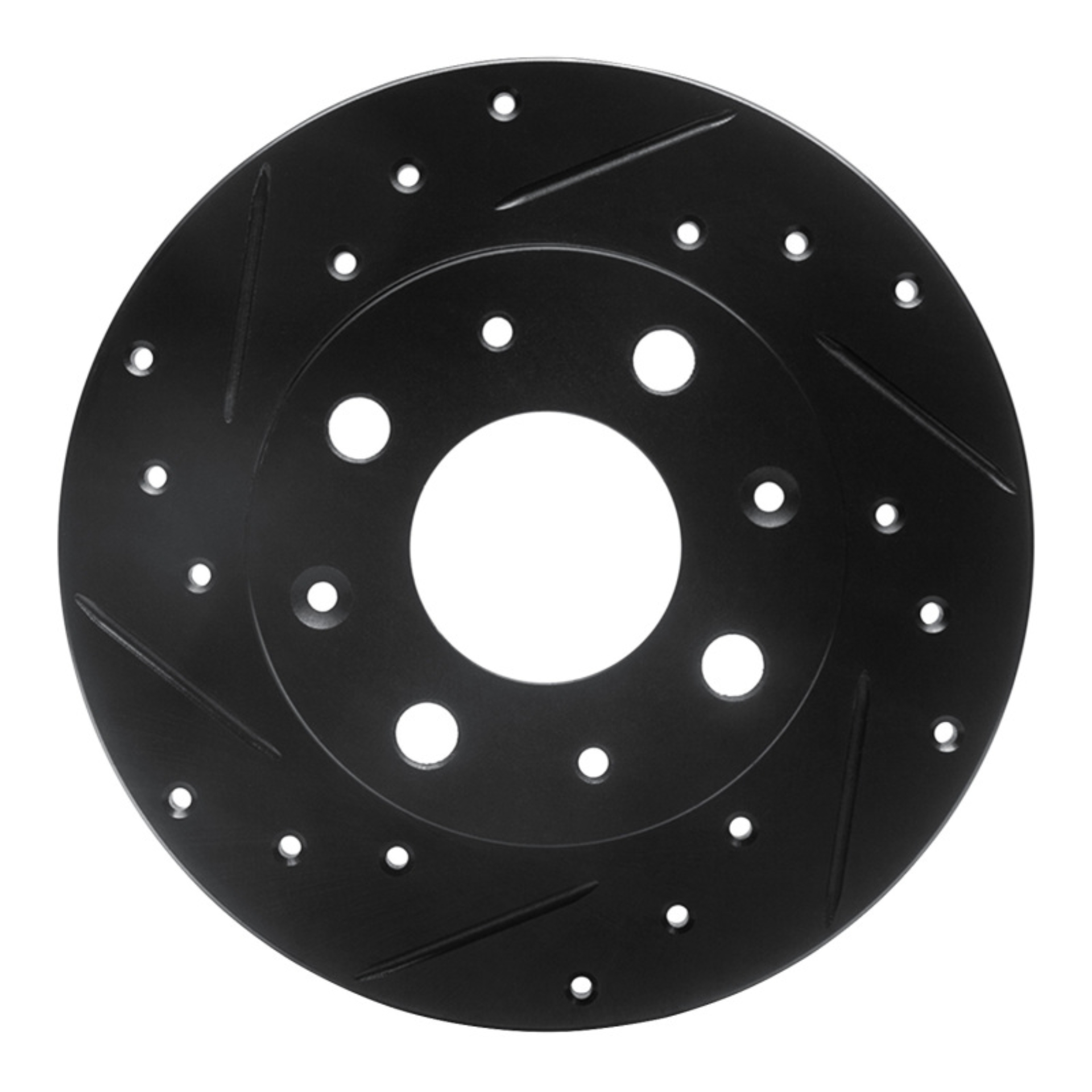 Picture of R1 79-83 Honda Civic Hatchback Front Left Drilled & Slotted Black Brake Rotor