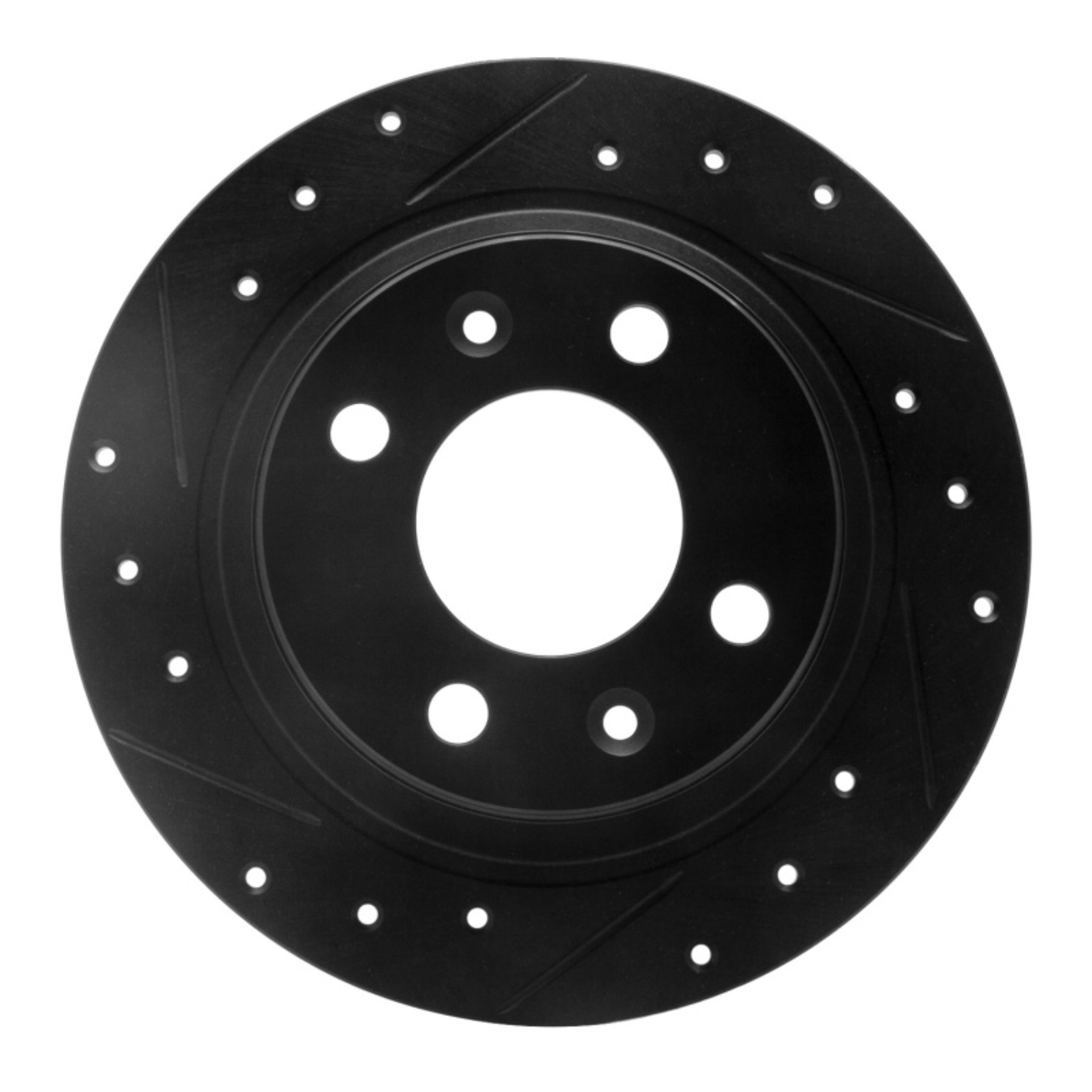 Picture of R1 86-98 Saab 9000 Rear Left Drilled & Slotted Black Brake Rotor