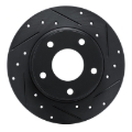 Picture of R1 20-25 Nissan SENTRA Rear Right Drilled & Slotted Black Brake Rotor