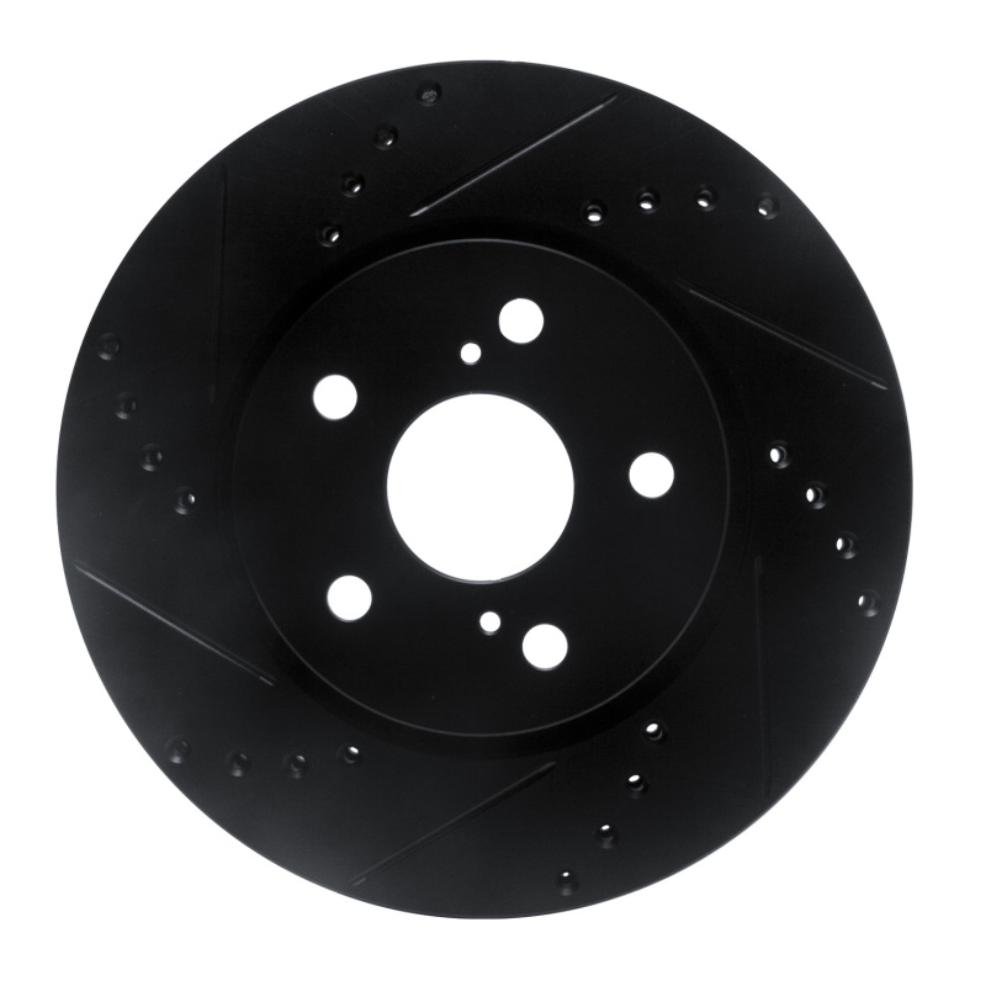 Picture of R1 18-22 Toyota C-HR Front Left Drilled & Slotted Black Brake Rotor