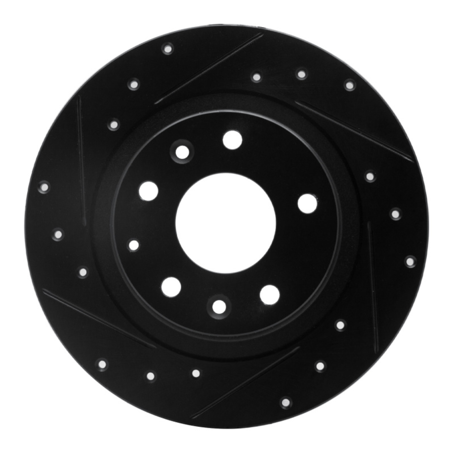 Picture of R1 16-18 Mazda CX-3 Rear Left Drilled & Slotted Black Brake Rotor