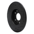 Picture of R1 16-18 Mazda CX-3 Rear Left Drilled & Slotted Black Brake Rotor