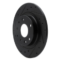 Picture of R1 16-18 Mazda CX-3 Rear Left Drilled & Slotted Black Brake Rotor
