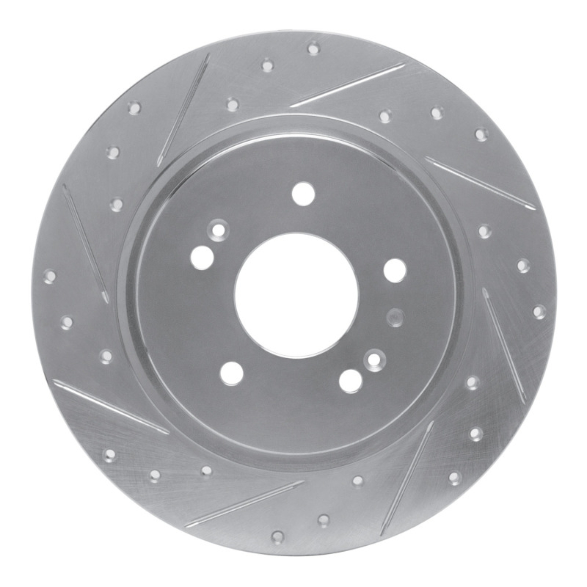 Picture of R1 19-25 Hyundai SANTA FE Rear Left Drilled & Slotted Silver Brake Rotor