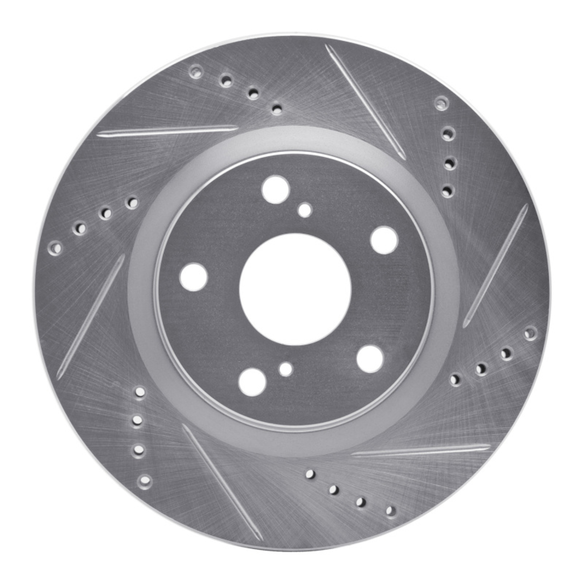 Picture of R1 21-25 Genesis G90 Rear Right Drilled & Slotted Silver Brake Rotor
