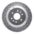 Picture of R1 09-10 Kia BORREGO Rear Right Drilled & Slotted Silver Brake Rotor