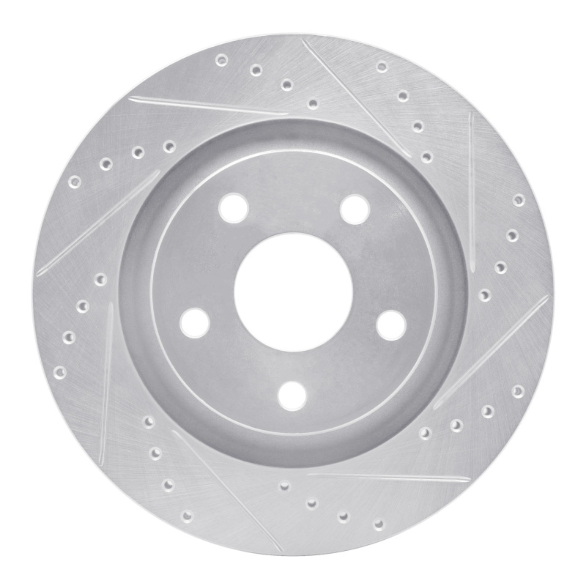 Picture of R1 12-18 Jeep Wrangler Front Right Drilled & Slotted Silver Brake Rotor