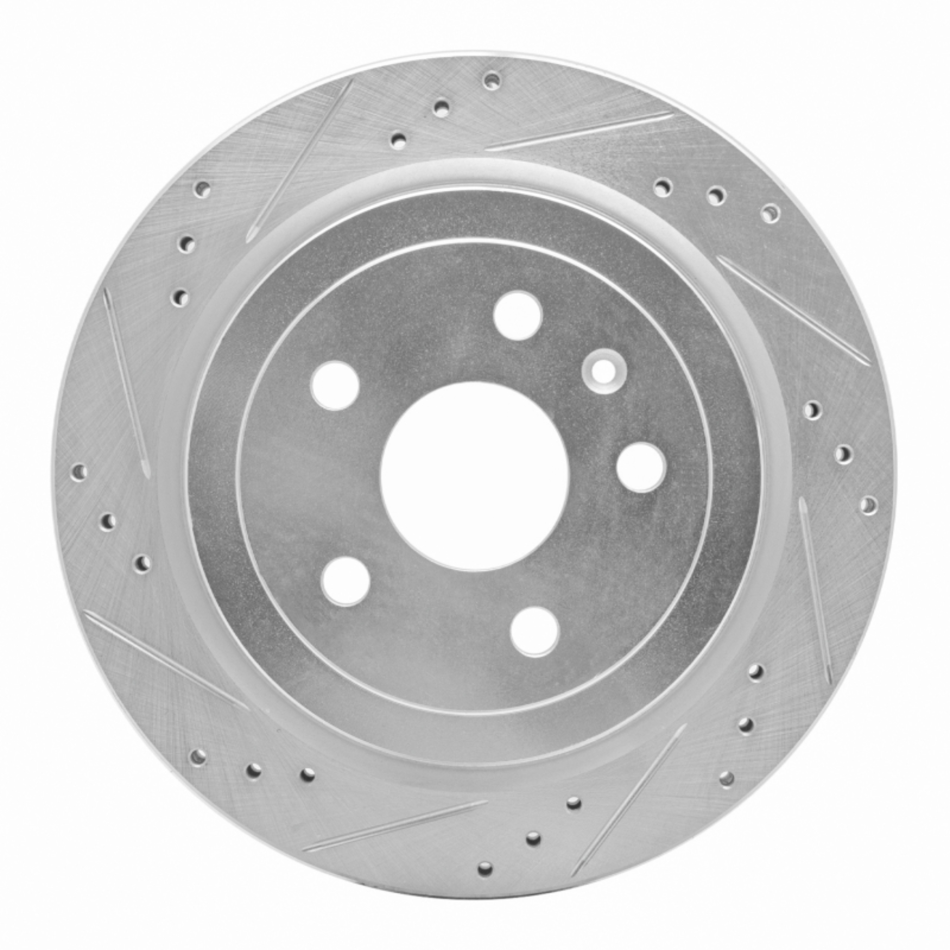 Picture of RNC Brake Rotor - Drill & Slot - R1 08-19 Cadillac CTS Rear Left Drilled & Slotted Silver Brake Rotor rnc631-46024L