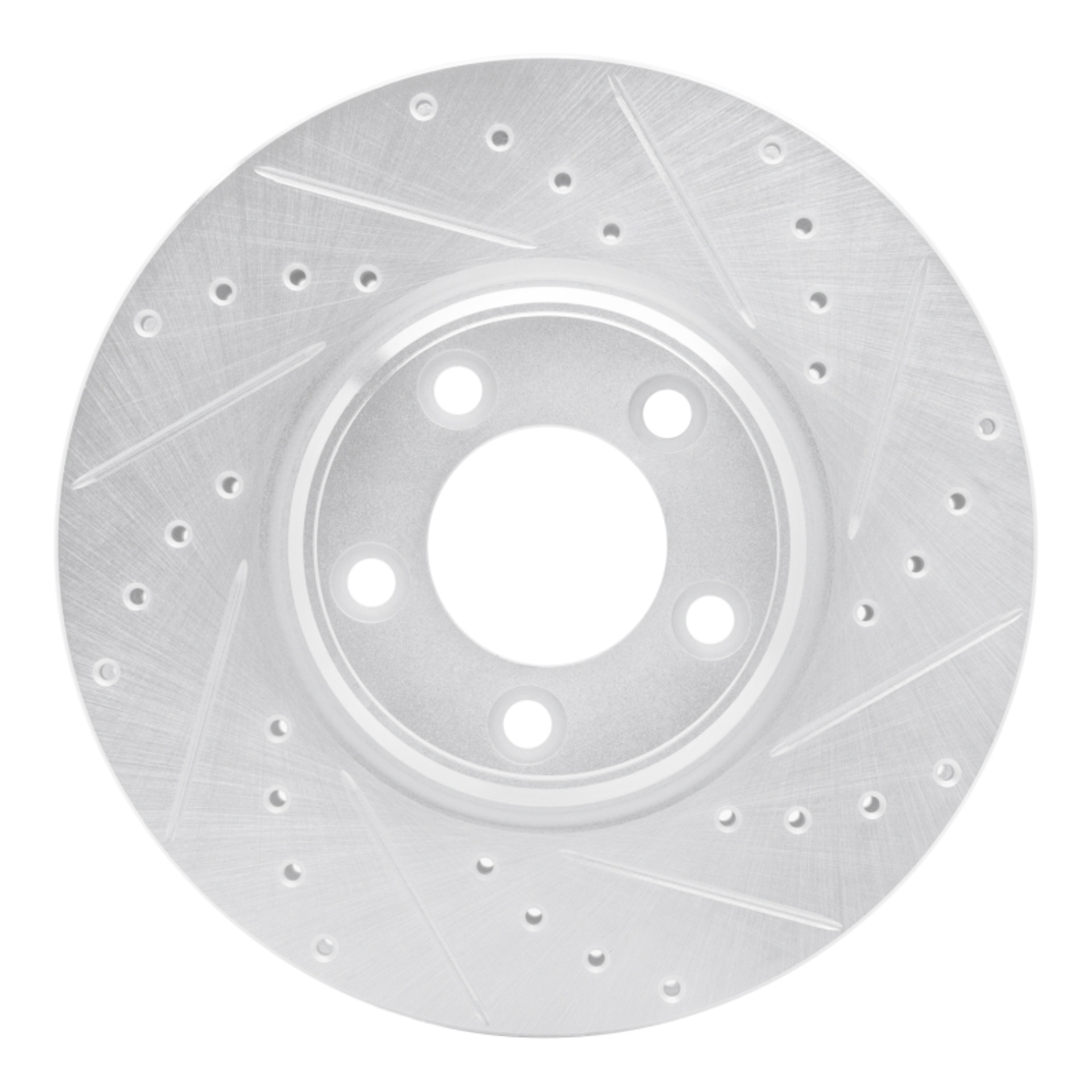 Picture of RNC Brake Rotor - Drill & Slot - R1 00-06 Ford Thunderbird Front Right Drilled & Slotted Silver Brake Rotor rnc631-54044R