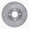 Picture of RNC Brake Rotor - Drill & Slot - R1 14-23 Ford Fiesta (USA/Canada) Front Right Drilled & Slotted Silver Brake Rotor rnc631-54075R