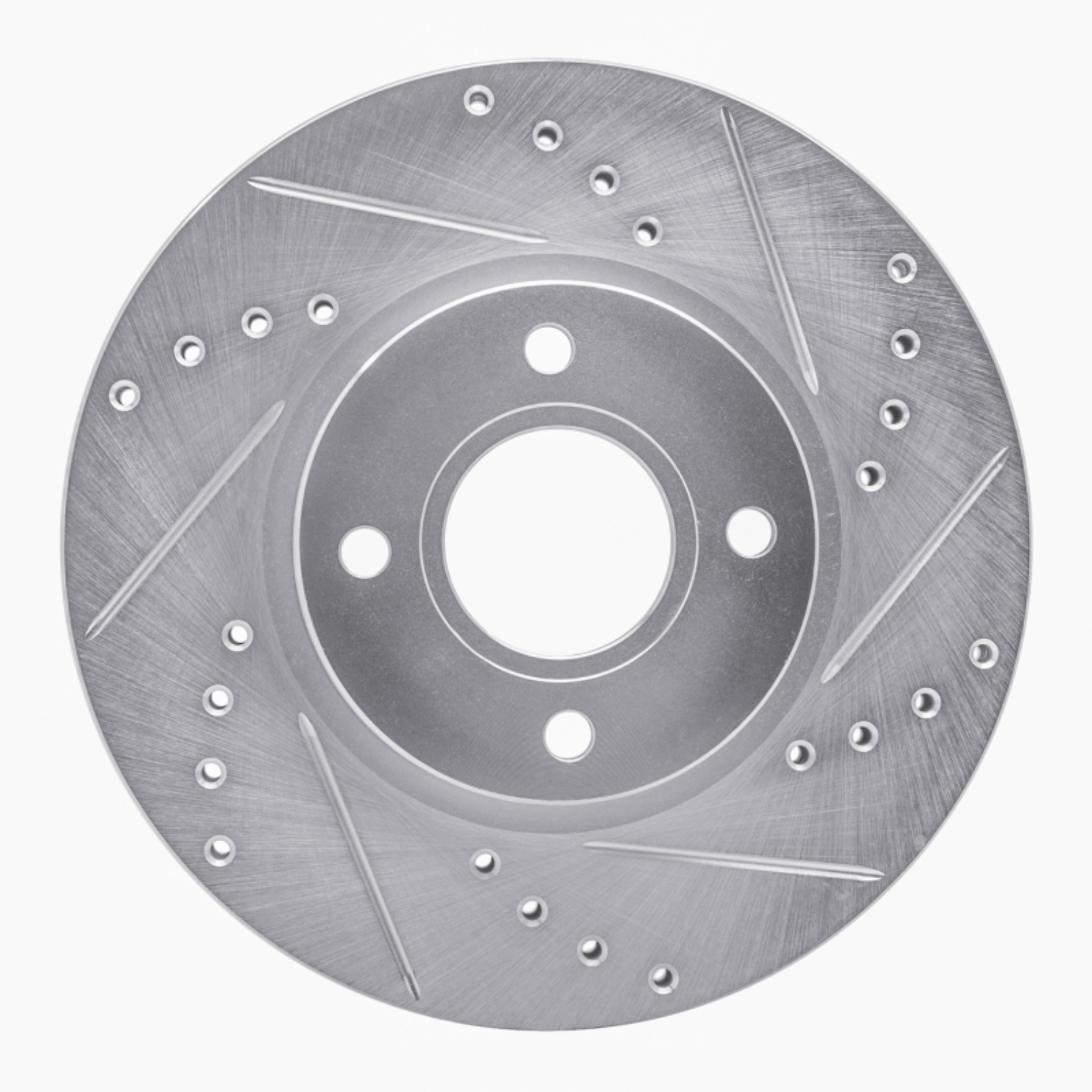 Picture of RNC Brake Rotor - Drill & Slot - R1 14-23 Ford Fiesta (USA/Canada) Front Right Drilled & Slotted Silver Brake Rotor rnc631-54075R