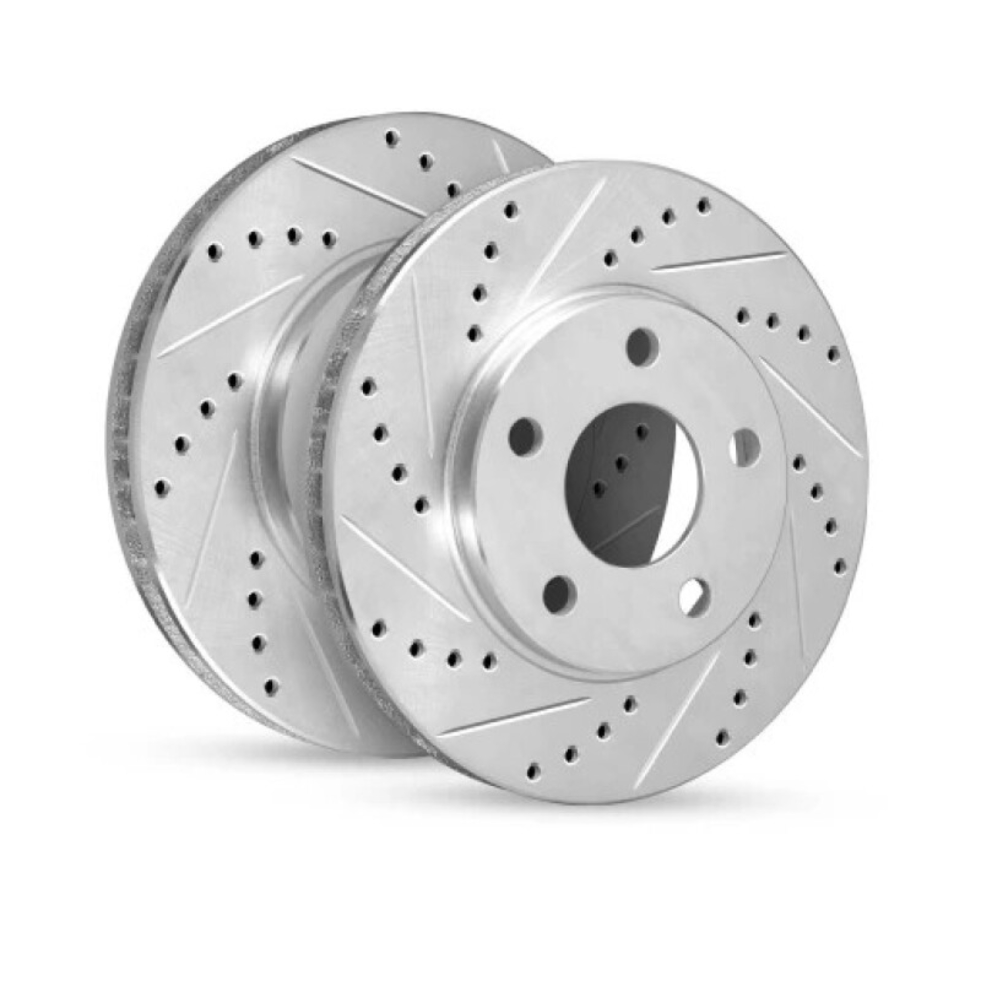 Picture of RNC Brake Rotor - Drill & Slot - R1 22-25 Ford E-Transit Rear Left Drilled & Slotted Silver Brake Rotor rnc631-54301L