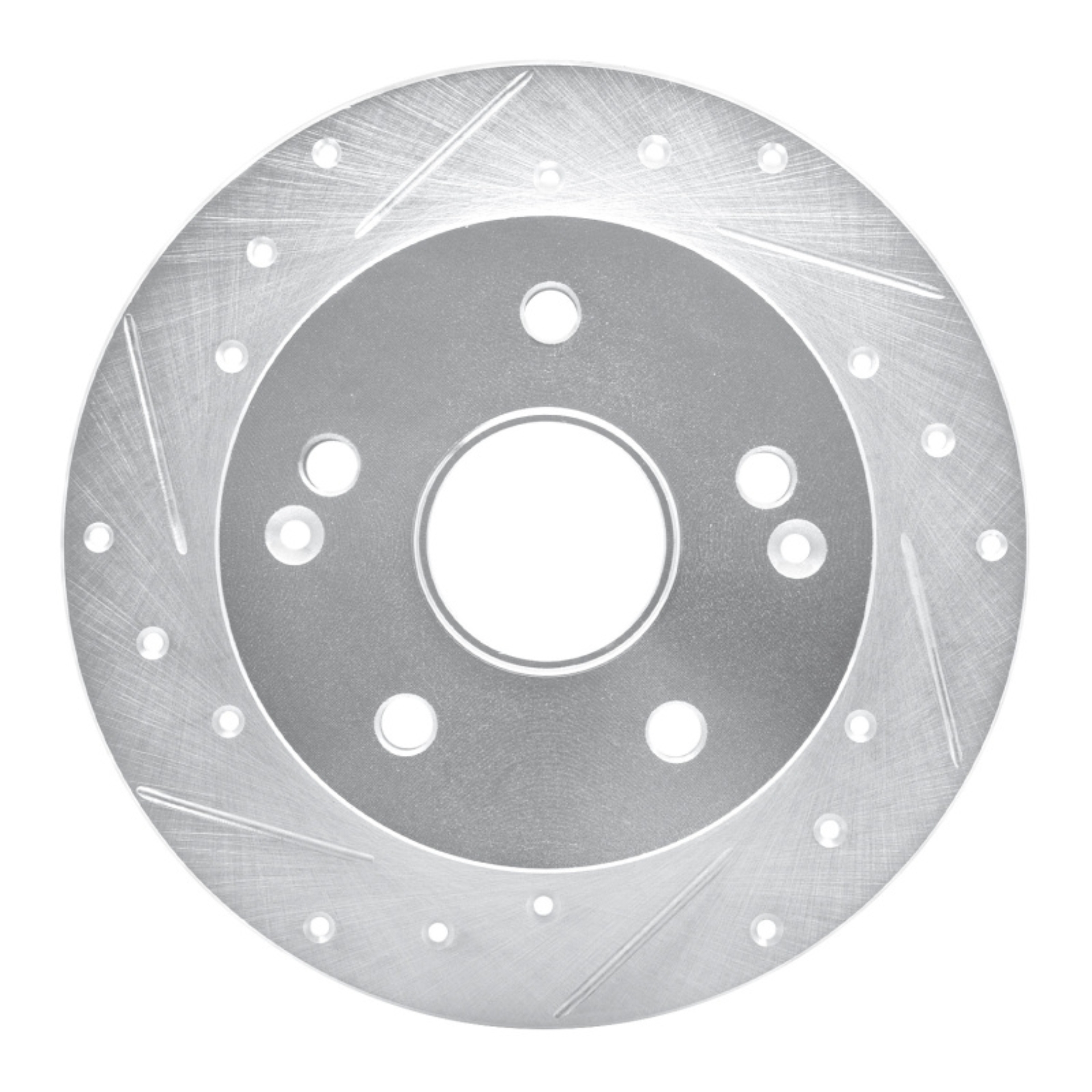 Picture of RNC Brake Rotor - Drill & Slot - R1 96-98 Acura TL Rear Left Drilled & Slotted Silver Brake Rotor rnc631-58013L