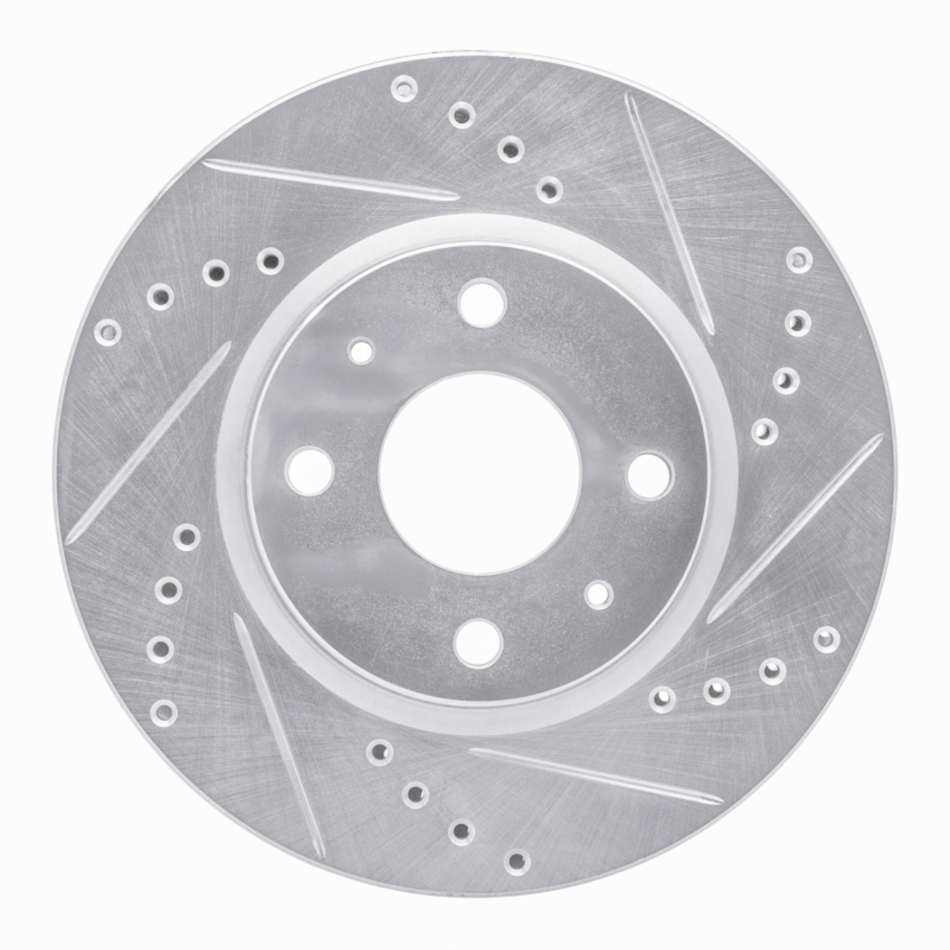 Picture of RNC Brake Rotor - Drill & Slot - R1 84-87 Honda Prelude Rear Right Drilled & Slotted Silver Brake Rotor rnc631-59010R