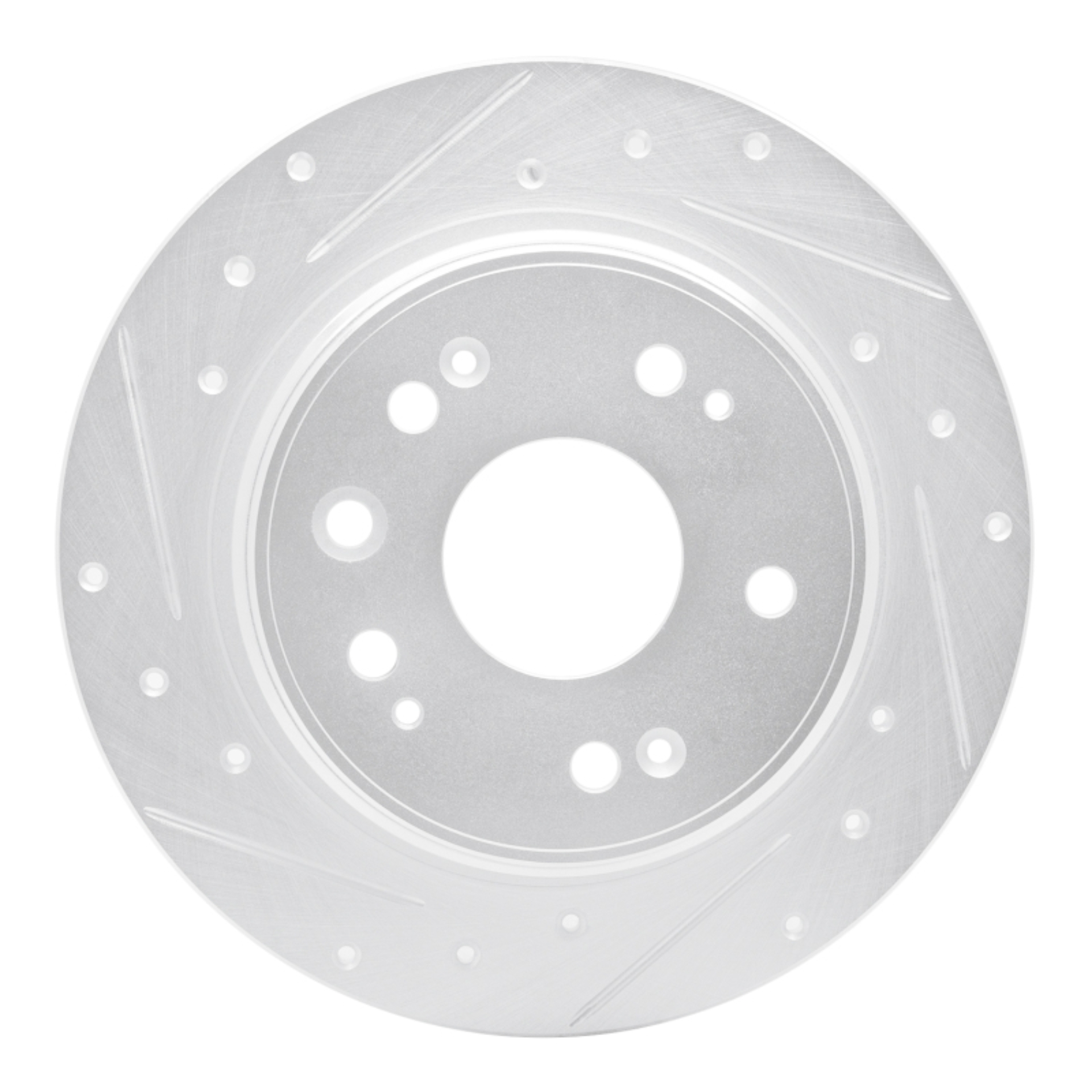 Picture of RNC Brake Rotor - Drill & Slot - R1 02-04 Honda CR-V Rear Left Drilled & Slotted Silver Brake Rotor rnc631-59046L