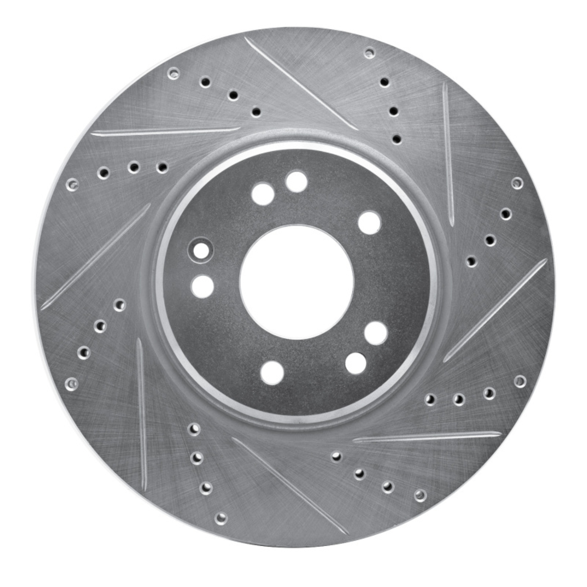 Picture of RNC Brake Rotor - Drill & Slot - R1 94-02 Mercedes-Benz E500 Right Front Drilled & Slotted Silver Brake Rotor rnc631-63028D