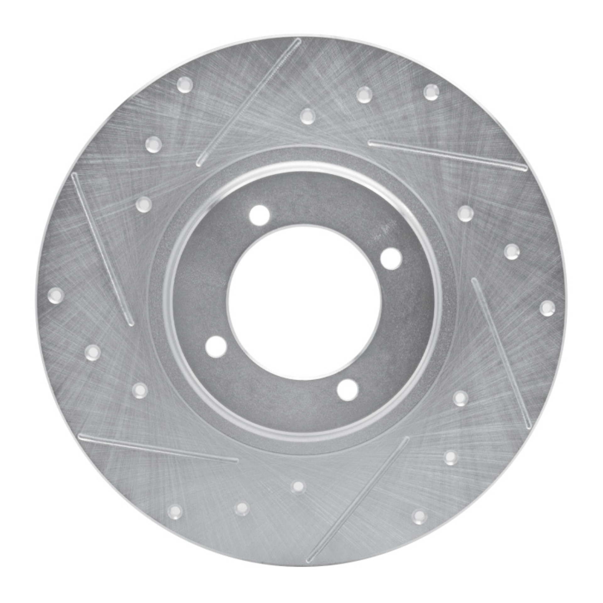 Picture of RNC Brake Rotor - Drill & Slot - R1 62-80 MG MGB Front Left Drilled & Slotted Silver Brake Rotor rnc631-64002L