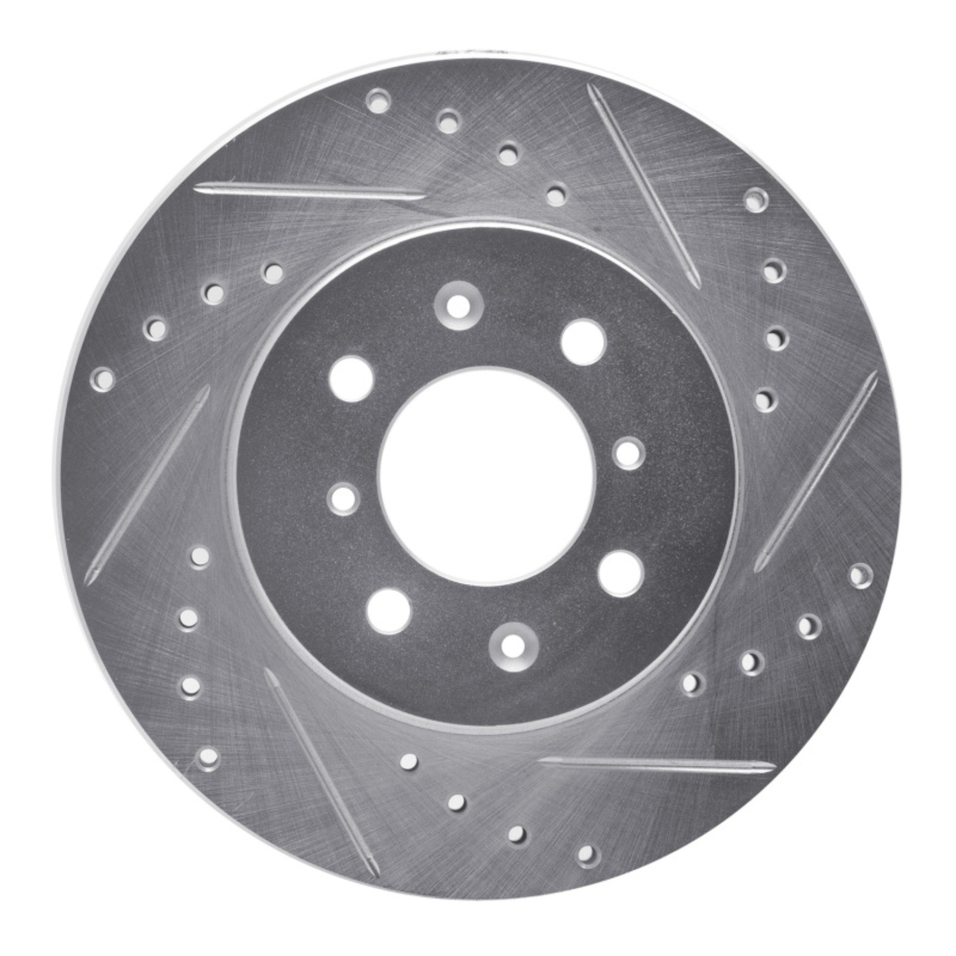 Picture of RNC Brake Rotor - Drill & Slot - R1 85-87 Mitsubishi Galant Front Right Drilled & Slotted Silver Brake Rotor rnc631-72007R
