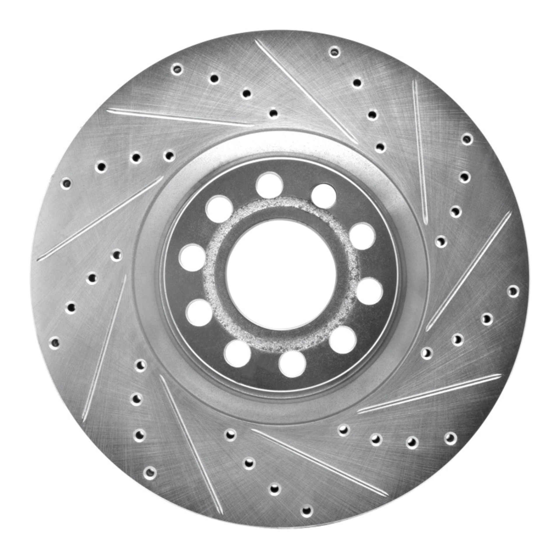 Picture of RNC Brake Rotor - Drill & Slot - R1 99-04 Audi S6 Front Right Drilled & Slotted Silver Brake Rotor rnc631-73023R