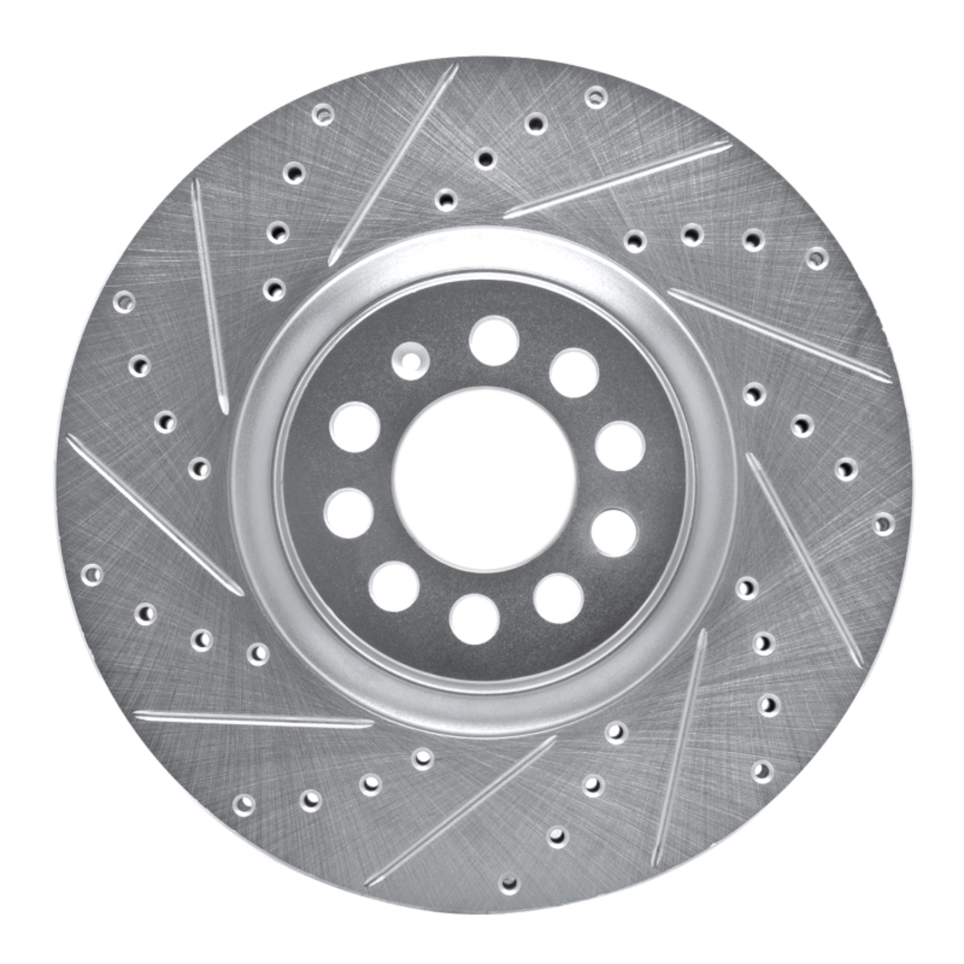 Picture of RNC Brake Rotor - Drill & Slot - R1 00-06 Audi TT Front Left Drilled & Slotted Silver Brake Rotor rnc631-74021L