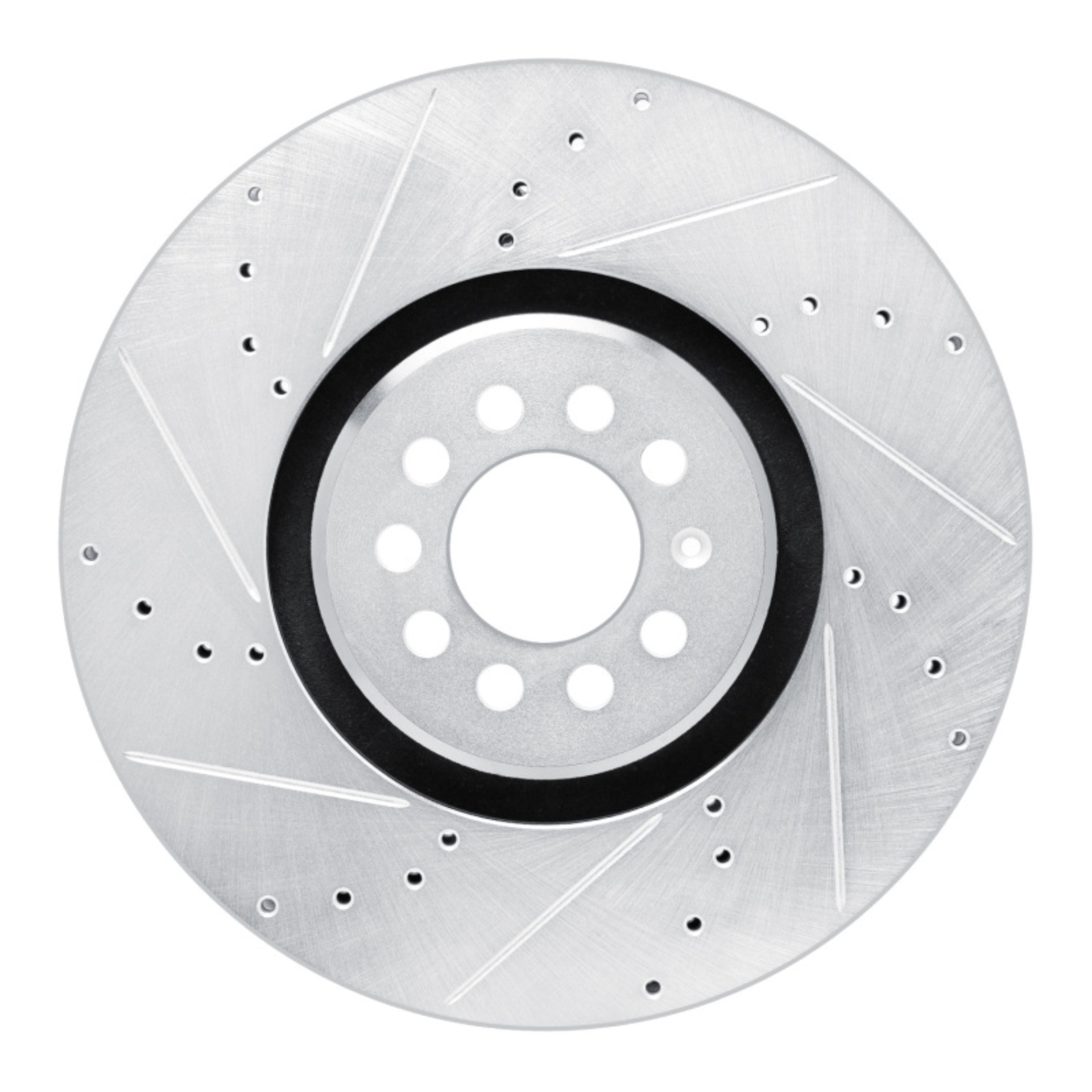 Picture of RNC Brake Rotor - Drill & Slot - R1 04-06 Audi TT Quattro Left Front Drilled & Slotted Silver Brake Rotor rnc631-74026D