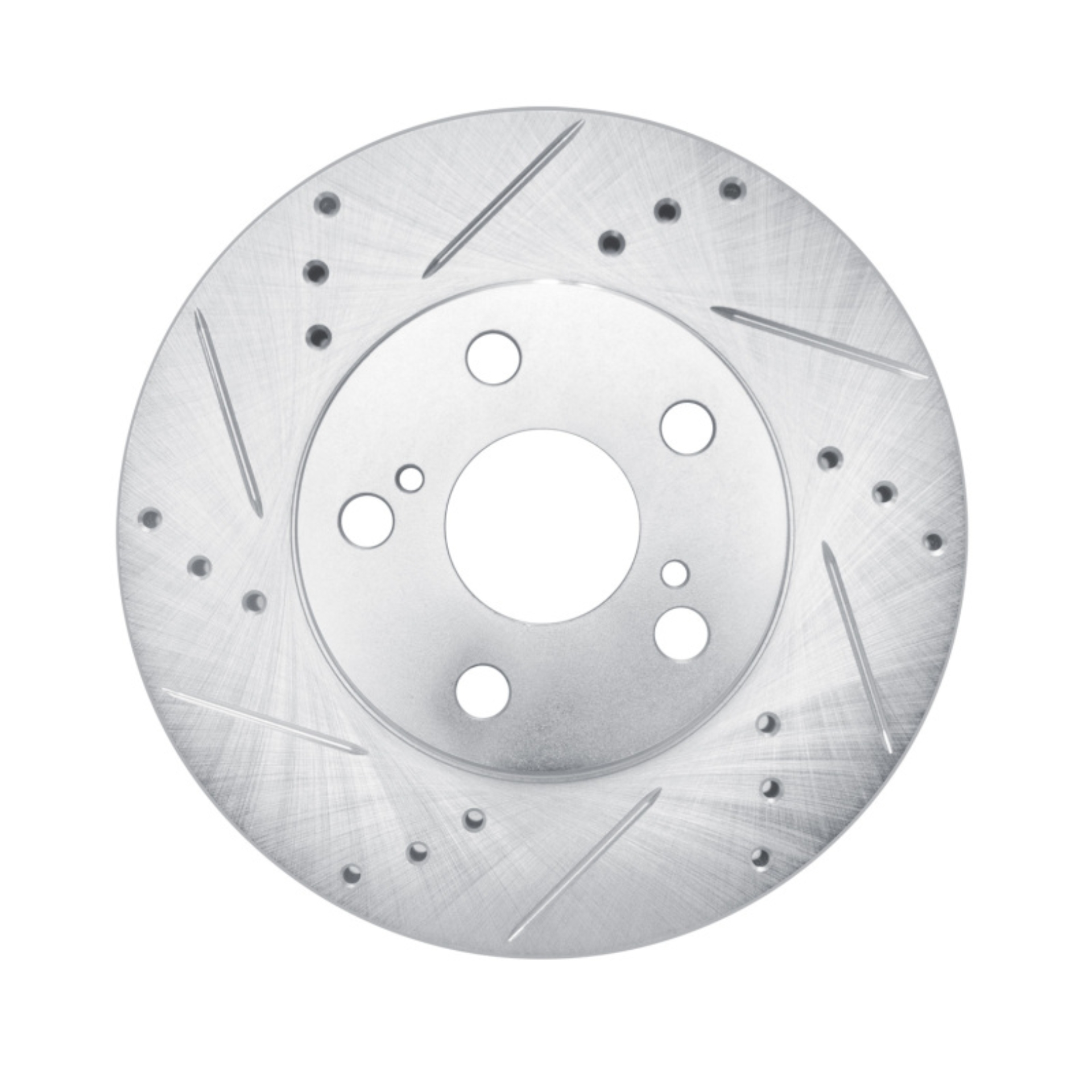 Picture of RNC Brake Rotor - Drill & Slot - R1 10-17 Lexus CT200H Front Left Drilled & Slotted Silver Brake Rotor rnc631-76087L