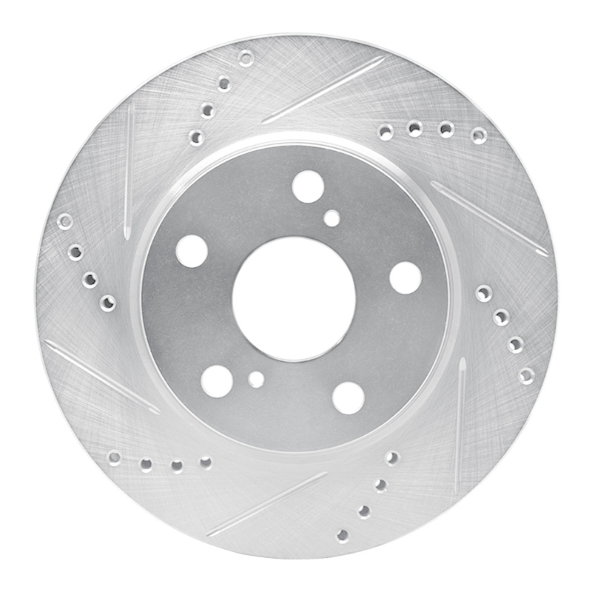 Picture of RNC Brake Rotor - Drill & Slot - R1 06-18 Lexus HS250H Front Left Drilled & Slotted Silver Brake Rotor rnc631-76135L