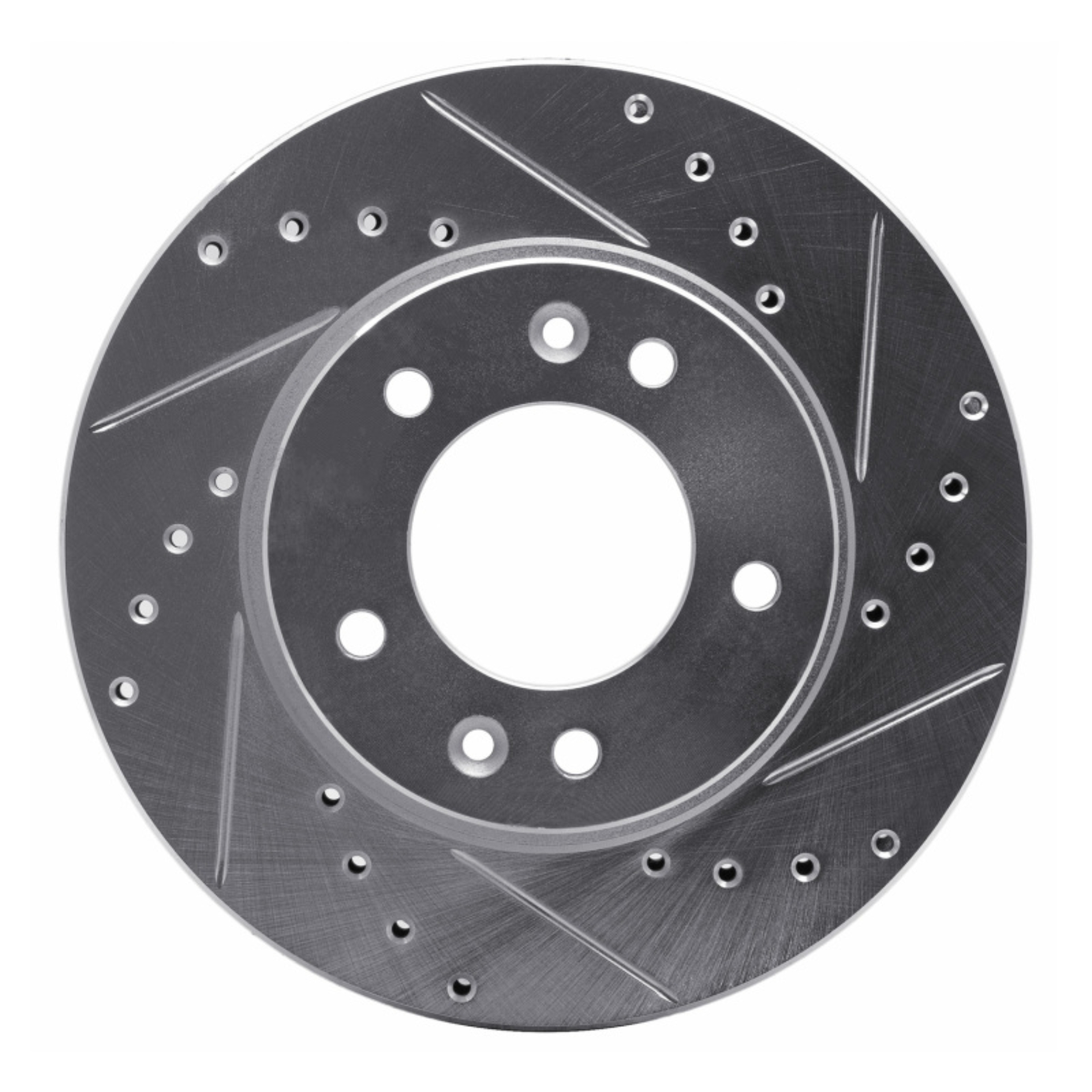 Picture of RNC Brake Rotor - Drill & Slot - R1 86-91 Mazda RX-7 Front Right Drilled & Slotted Silver Brake Rotor rnc631-80013R