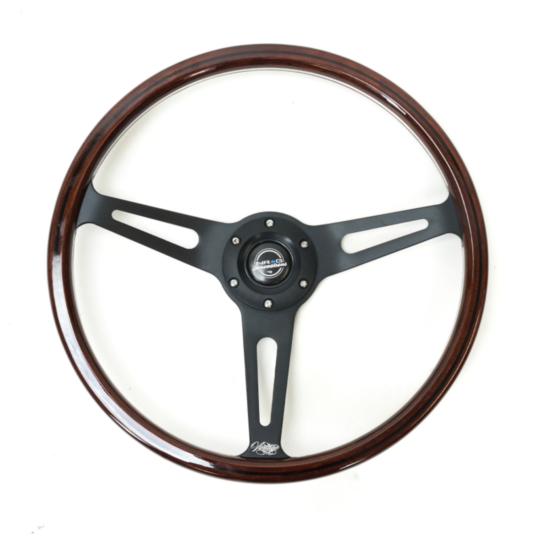 Picture of NRG Steering Wheels - Reinforc - NRG Classic Vintage Wheel (380mm) 3 Spoke Center 1in Deep Dish nrgRST-380BK-W-B