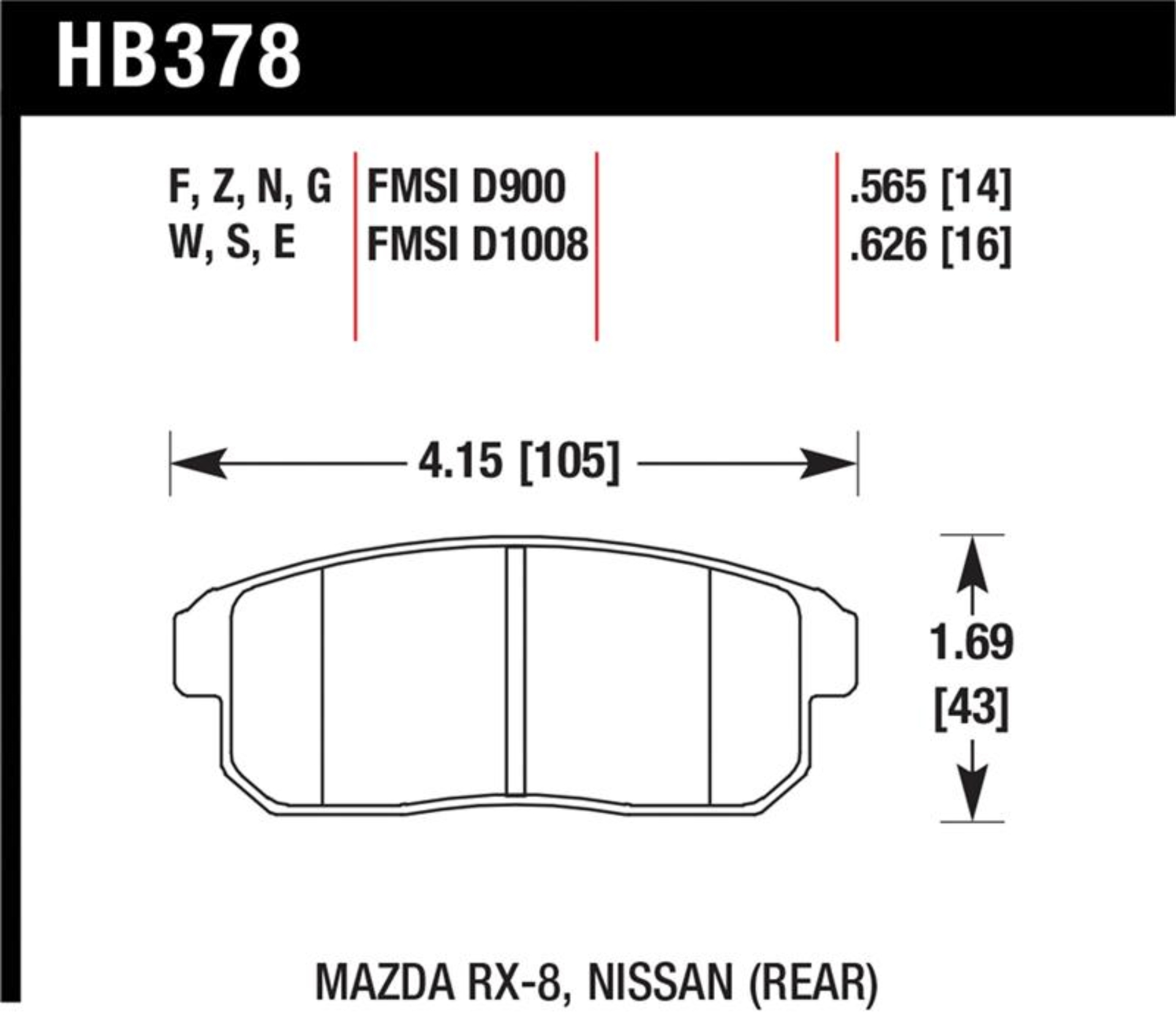Picture of Hawk Performance HAWK HPS Brake Pad Sets - HB378F.565