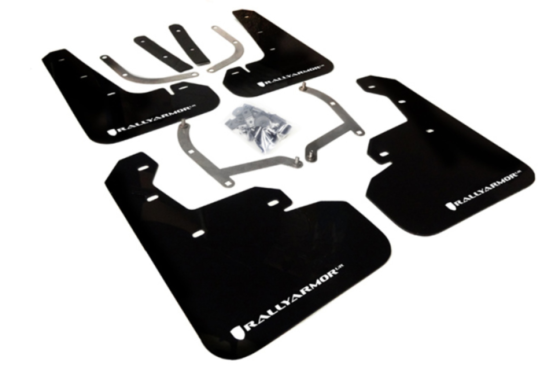 Picture of Rally Armor RAL UR Blk Flap/Wht Logo Mud Flaps - MF45-UR-BLK/WH