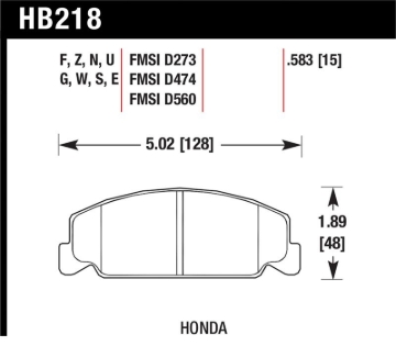 Picture of Hawk Performance HAWK HPS Brake Pad Sets - HB218F.583