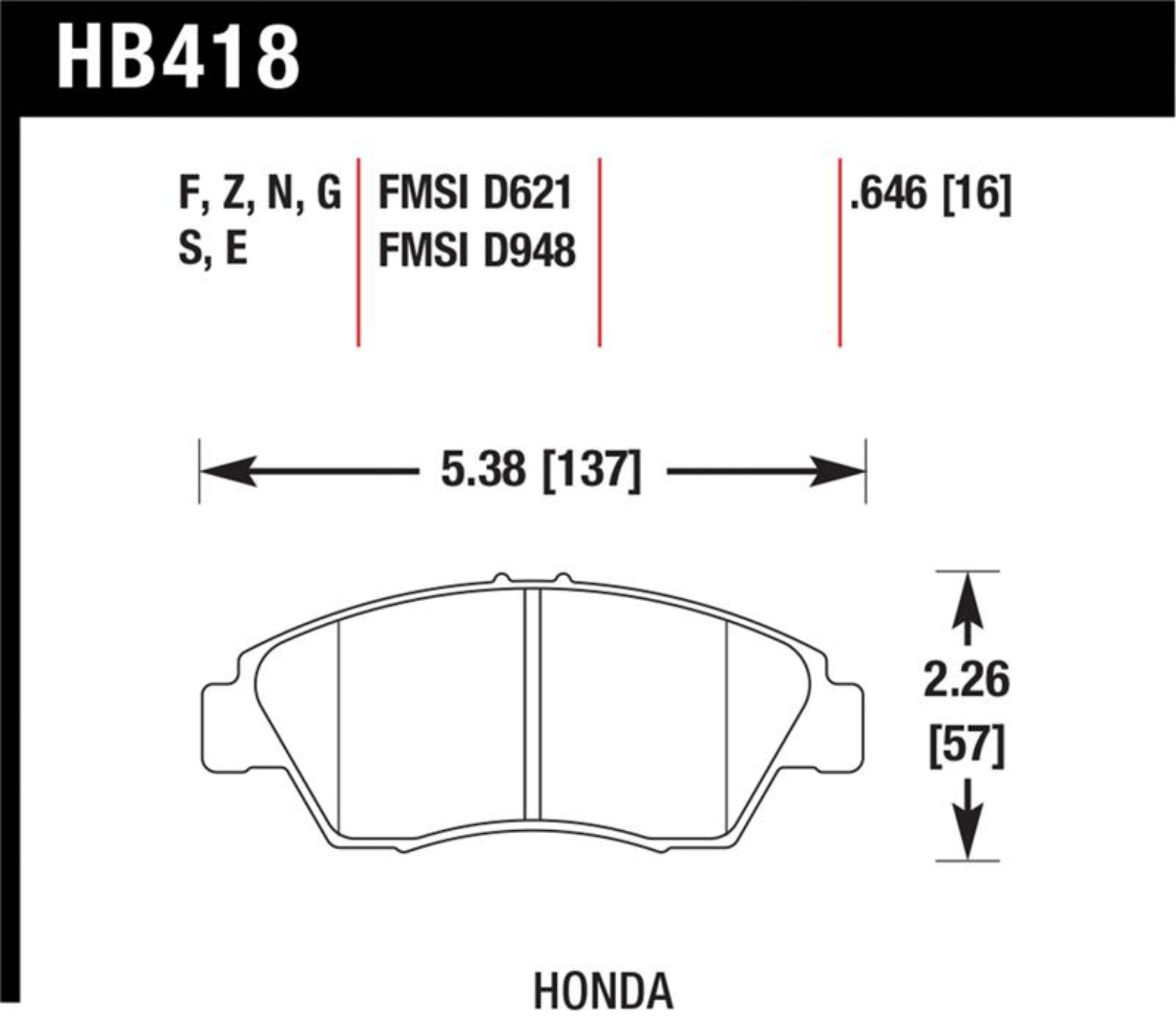 Picture of Hawk Performance HAWK Ceramic Brake Pad Sets - HB418Z.646