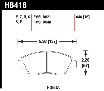 Picture of Hawk Performance HAWK Ceramic Brake Pad Sets - HB418Z.646