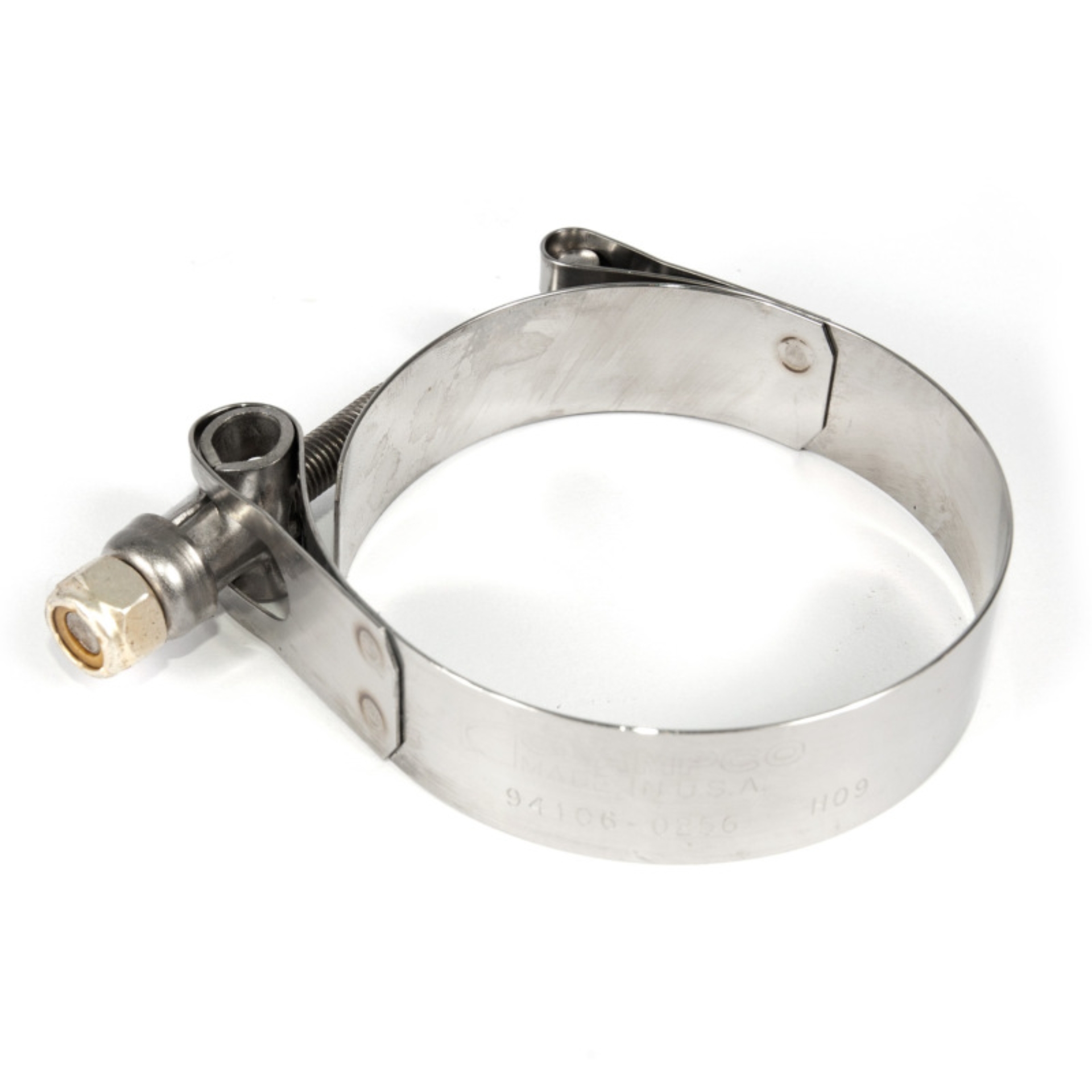 Picture of Stainless Works, 6-1/2" ID stainless steel single band clamp.