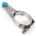 Picture of Stainless Works, 2-1/2" stainless steel bolt-on trick hanger with band clamp.