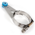 Picture of Stainless Works, 2-1/4" stainless steel bolt-on trick hanger with band clamp.