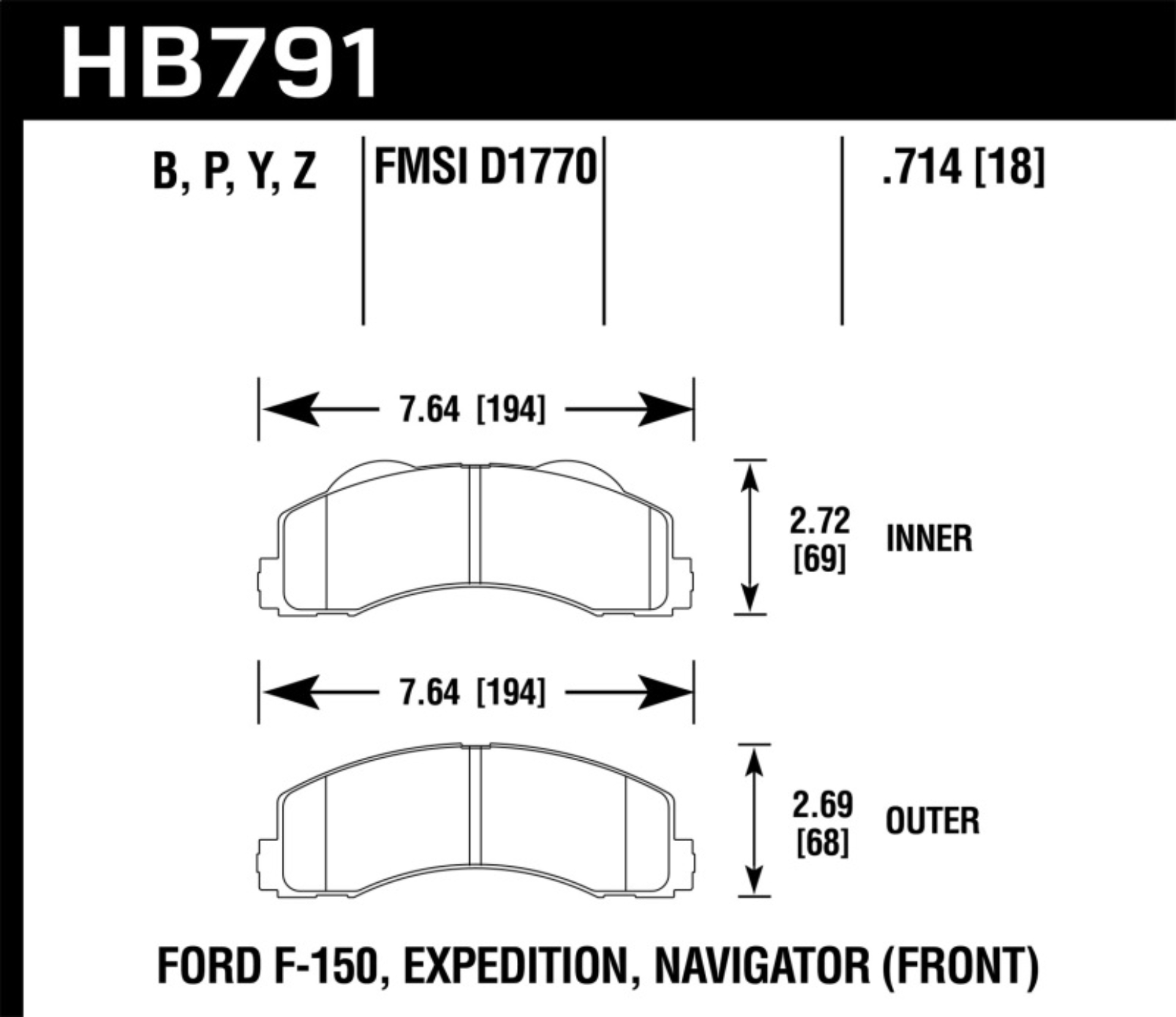 Picture of Hawk Performance HAWK HPS 5.0 Brake Pad Sets - HB791B.714