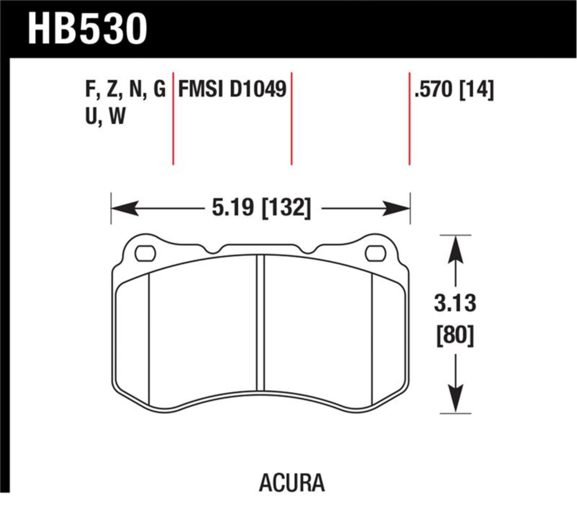 Picture of Hawk Performance HAWK Ceramic Brake Pad Sets - HB530Z.570